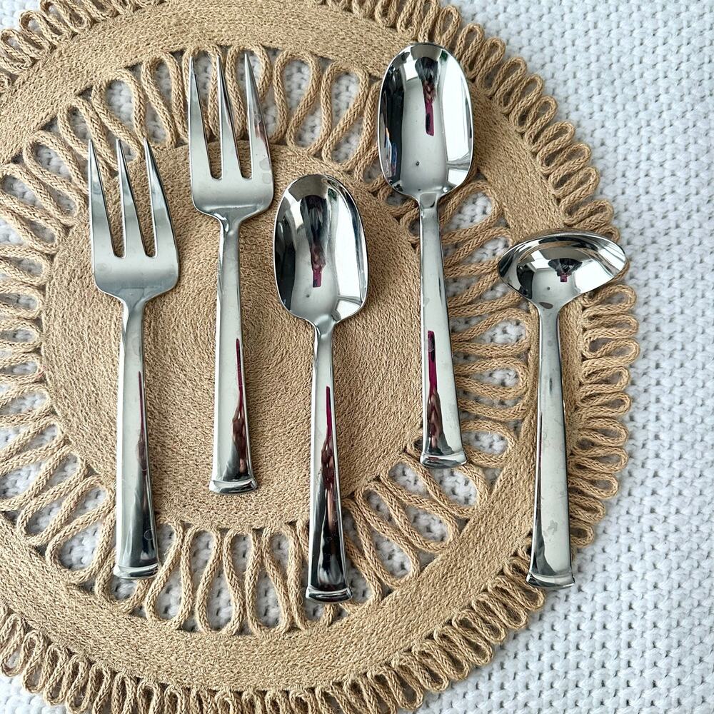 Reed & Barton Arlington Newton 18/10 Stainless Serving Spoons Meat Forks Set 5